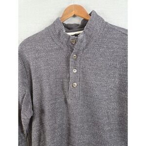 Marine Layer Clayton Pullover Heathered Grey Mens Size M Cotton Henley Shirt